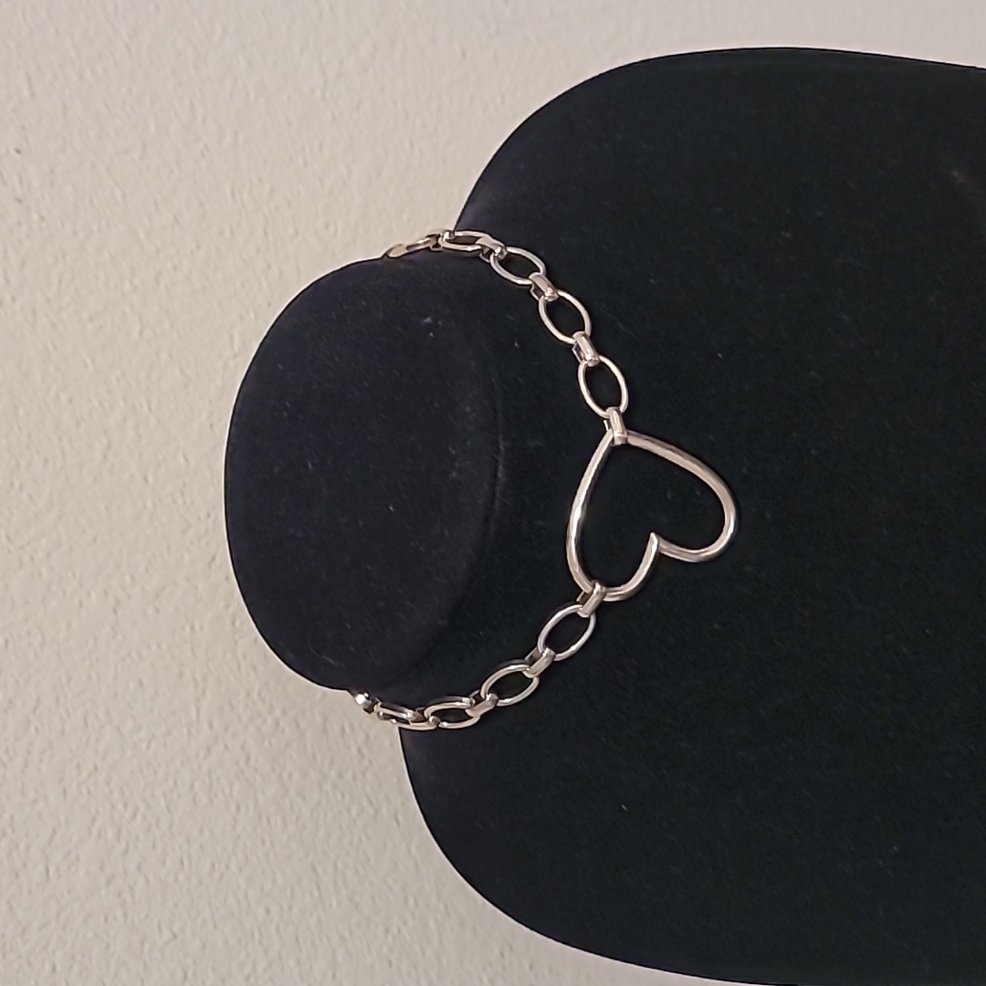 Luv Aj Heart Choker - Silver Plate New